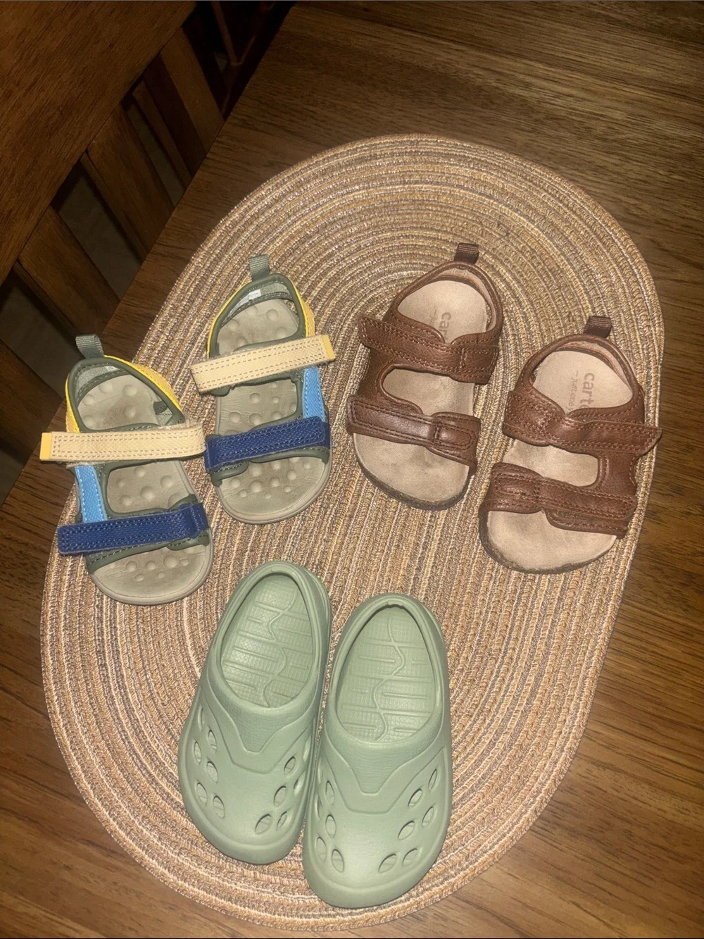 Carter's Multi-Pair Kids Sandal & Clog Bundle in Green, Brown, Blue & Yellow